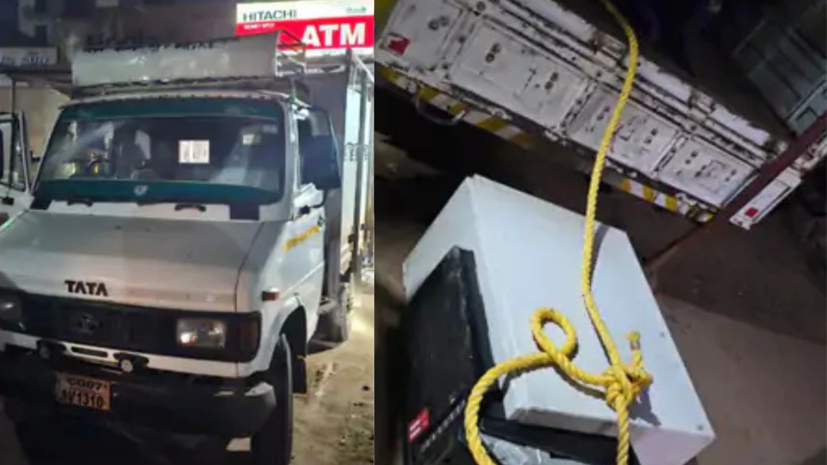 दुर्ग में ATM उखाड़कर ले गए चोर, मेटाडोर में लोड किया – शोर मचने पर वाहन समेत भागे