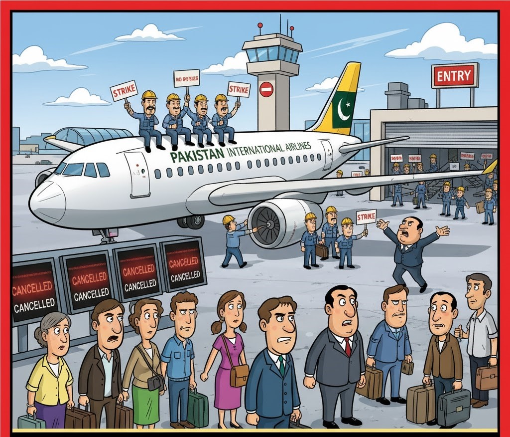 वेतन विवाद गहराया: पाकिस्तान इंटरनेशनल एयरलाइंस की उड़ानें प्रभावित, इंजीनियरों की हड़ताल से संचालन ठप
