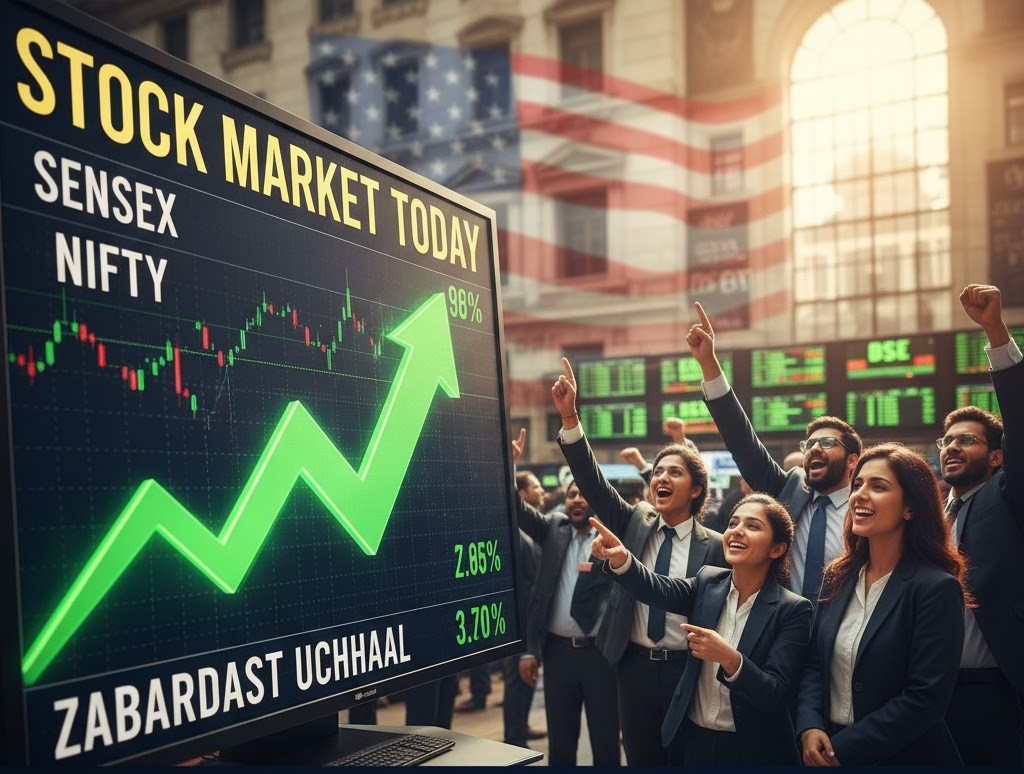 अमेरिकी खबर से भारतीय शेयर बाजार को मिली उड़ान, सेंसेक्स-निफ्टी में जबरदस्त उछाल