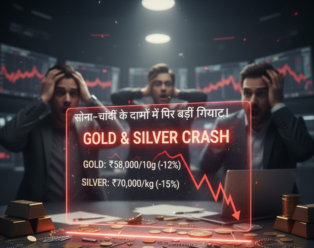 सोना–चांदी के दामों में फिर बड़ी गिरावट! निवेशकों में चिंता बढ़ी, जानें नए रेट और बाजार का हाल