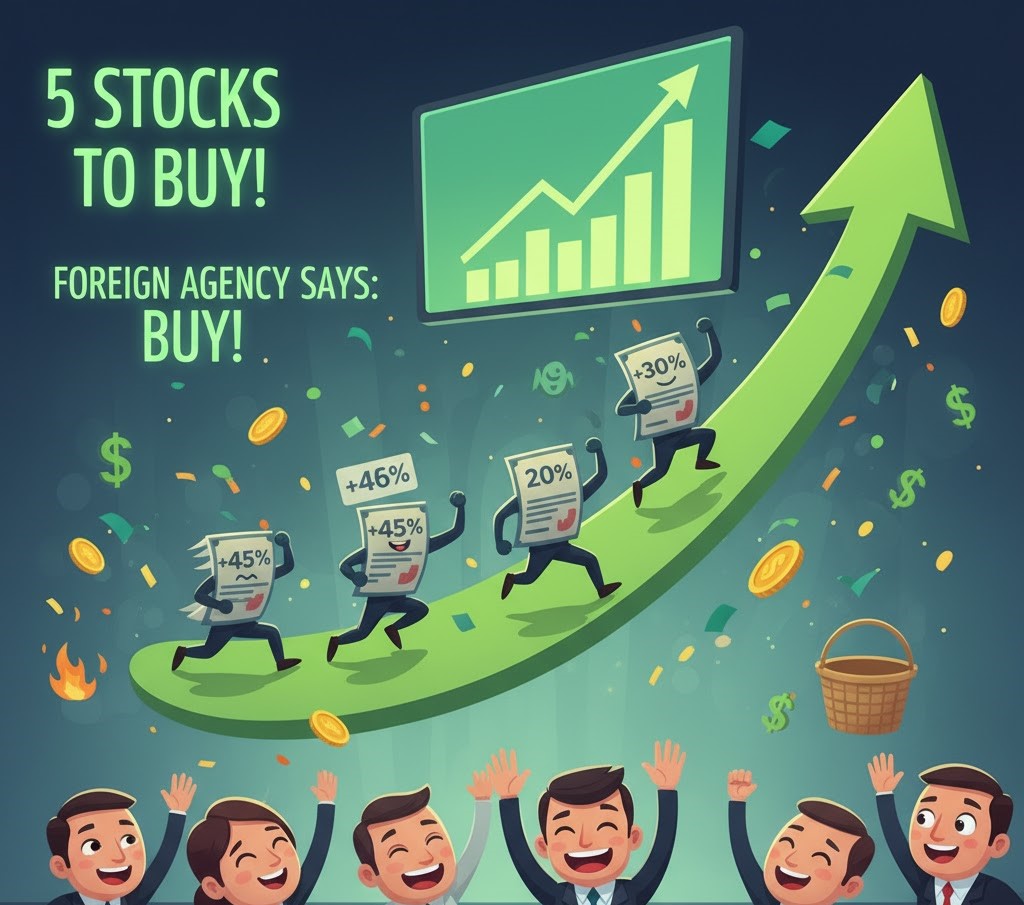 विदेशी एजेंसी की सिफारिश: ये 5 स्टॉक्स खरीद डालो, 54% तक उछाल की संभावना