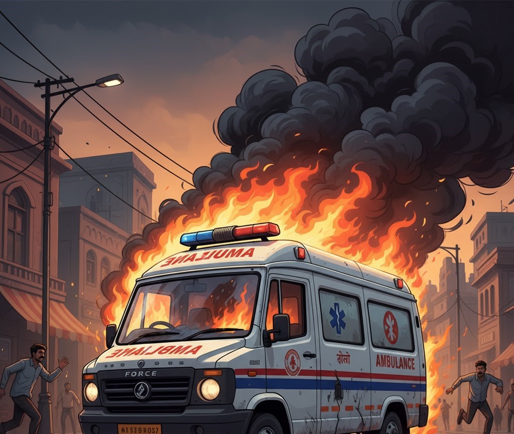 गुजरात एंबुलेंस आग हादसा: नवजात और डॉक्टर सहित 4 लोग जिंदा जले, 3 गंभीर रूप से झुलसे; कारणों की जांच शुरू