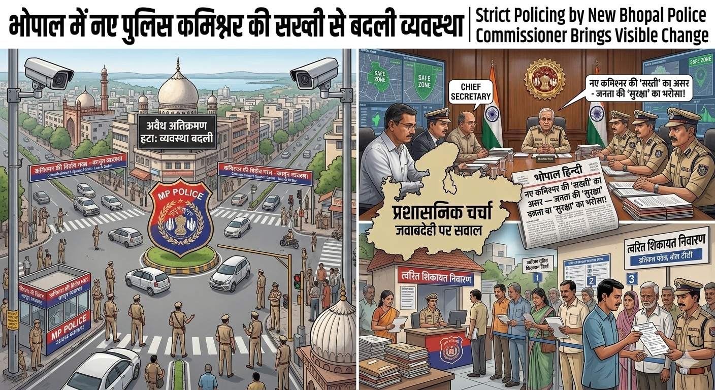 भोपाल में नए पुलिस कमिश्नर की सख्ती से बदली व्यवस्था | Strict Policing by New Bhopal Police Commissioner Brings Visible Change