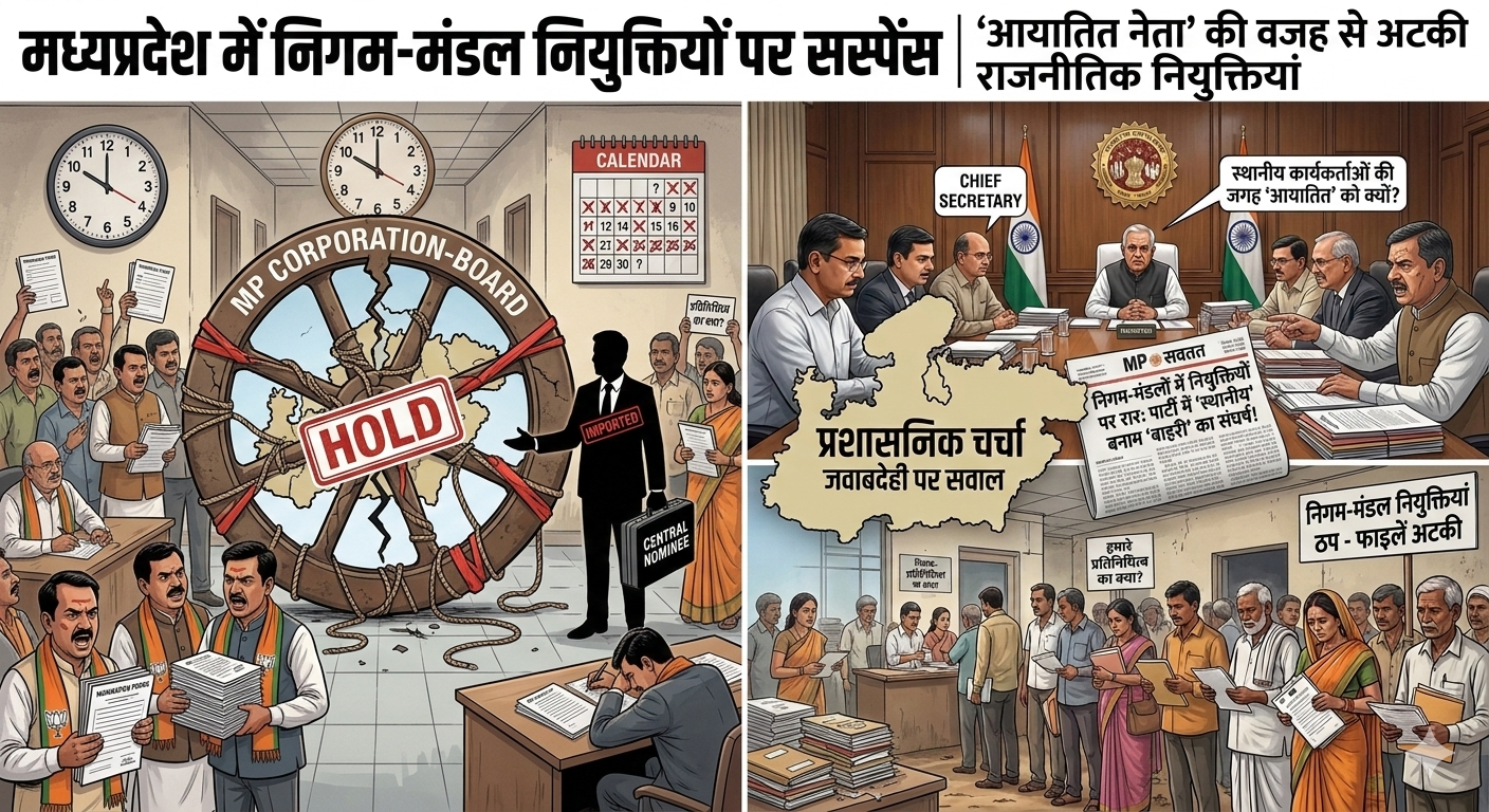 मध्यप्रदेश में निगम-मंडल नियुक्तियों पर सस्पेंस | ‘आयातित नेता’ की वजह से अटकी राजनीतिक नियुक्तियां
