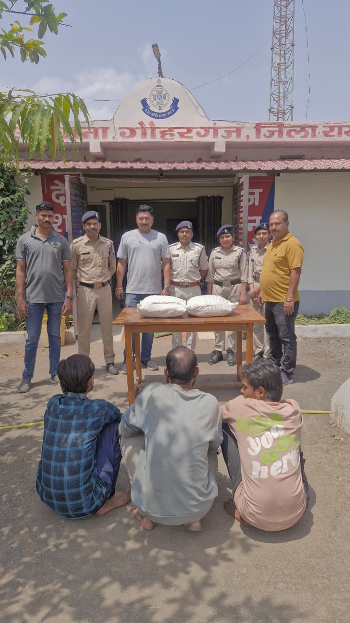 रायसेन में गांजा तस्करों पर बड़ी कार्रवाई: पुलिस की तेज छापेमारी में 3 आरोपी गिरफ्तार