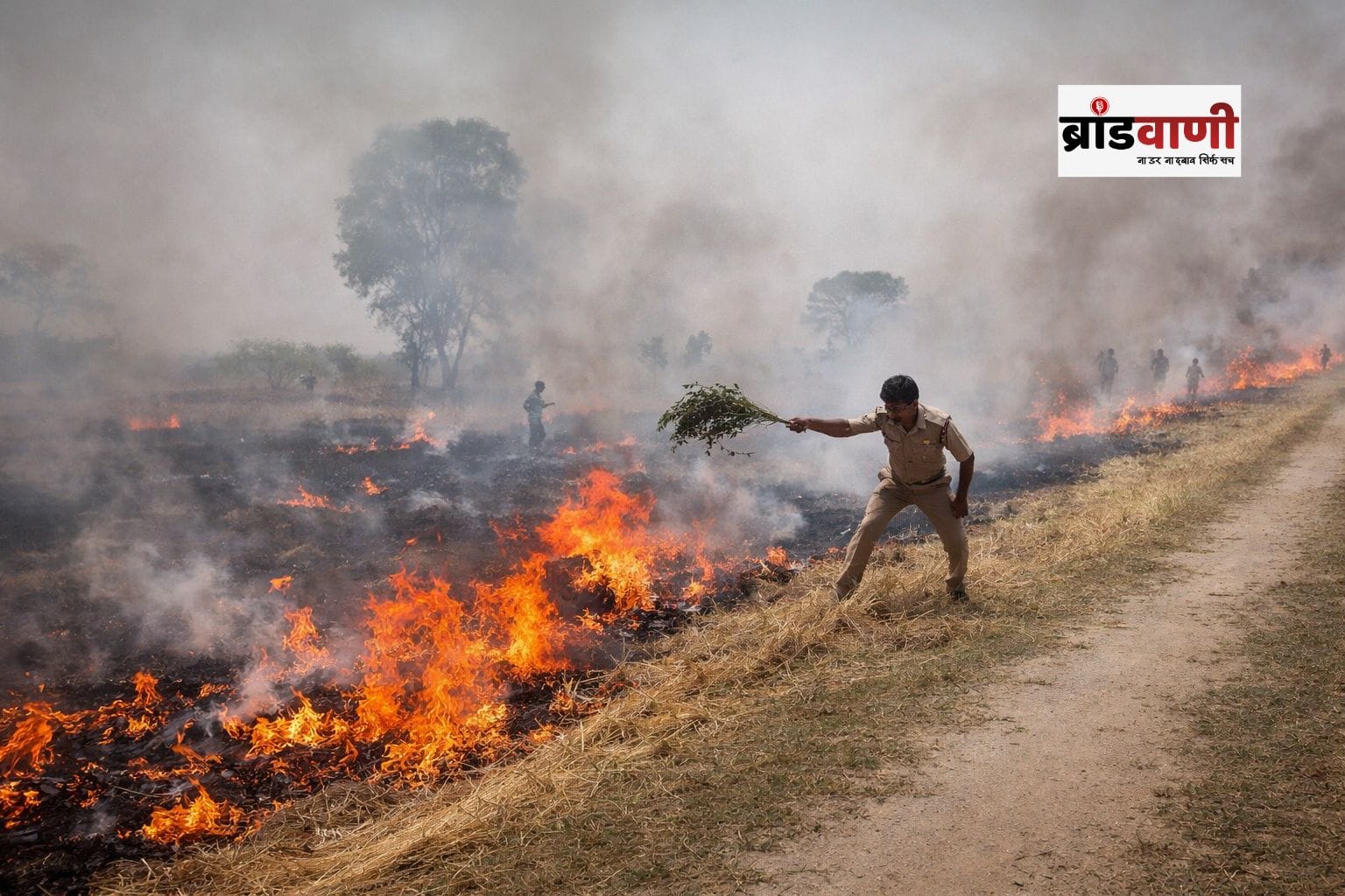 खेत में भड़की आग