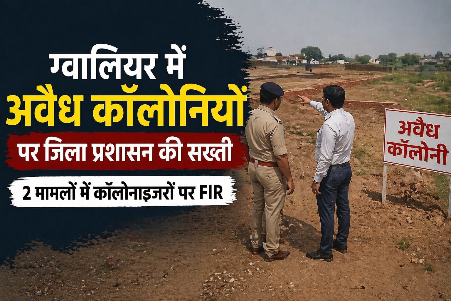 ग्वालियर में अवैध कॉलोनियों पर सख्ती: 2 मामलों में कॉलोनाइजरों पर FIR, बिना अनुमति काटे जा रहे थे प्लॉट