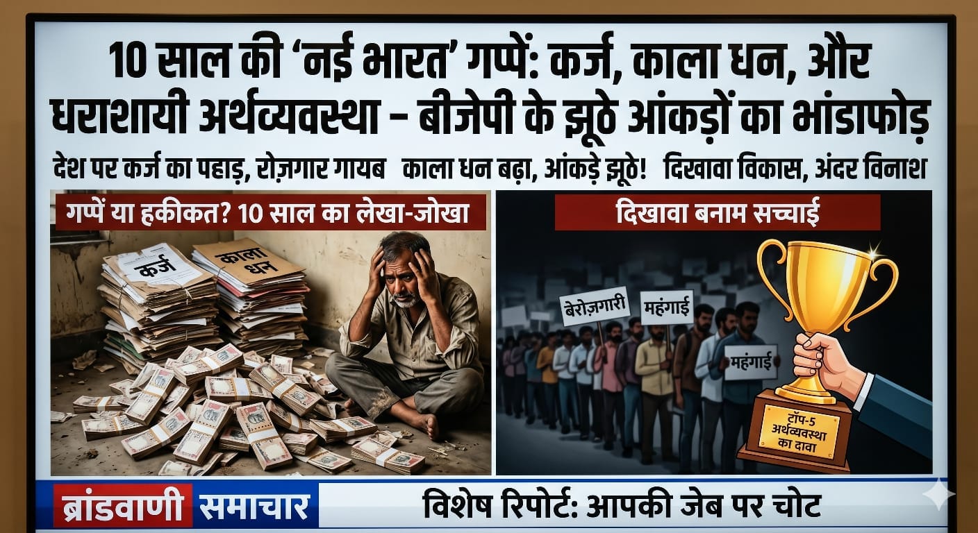 10 साल की ‘नई भारत’ गप्पें: कर्ज, काला धन, और धराशायी अर्थव्यवस्था – बीजेपी के झूठे आंकड़ों का भांडाफोड़