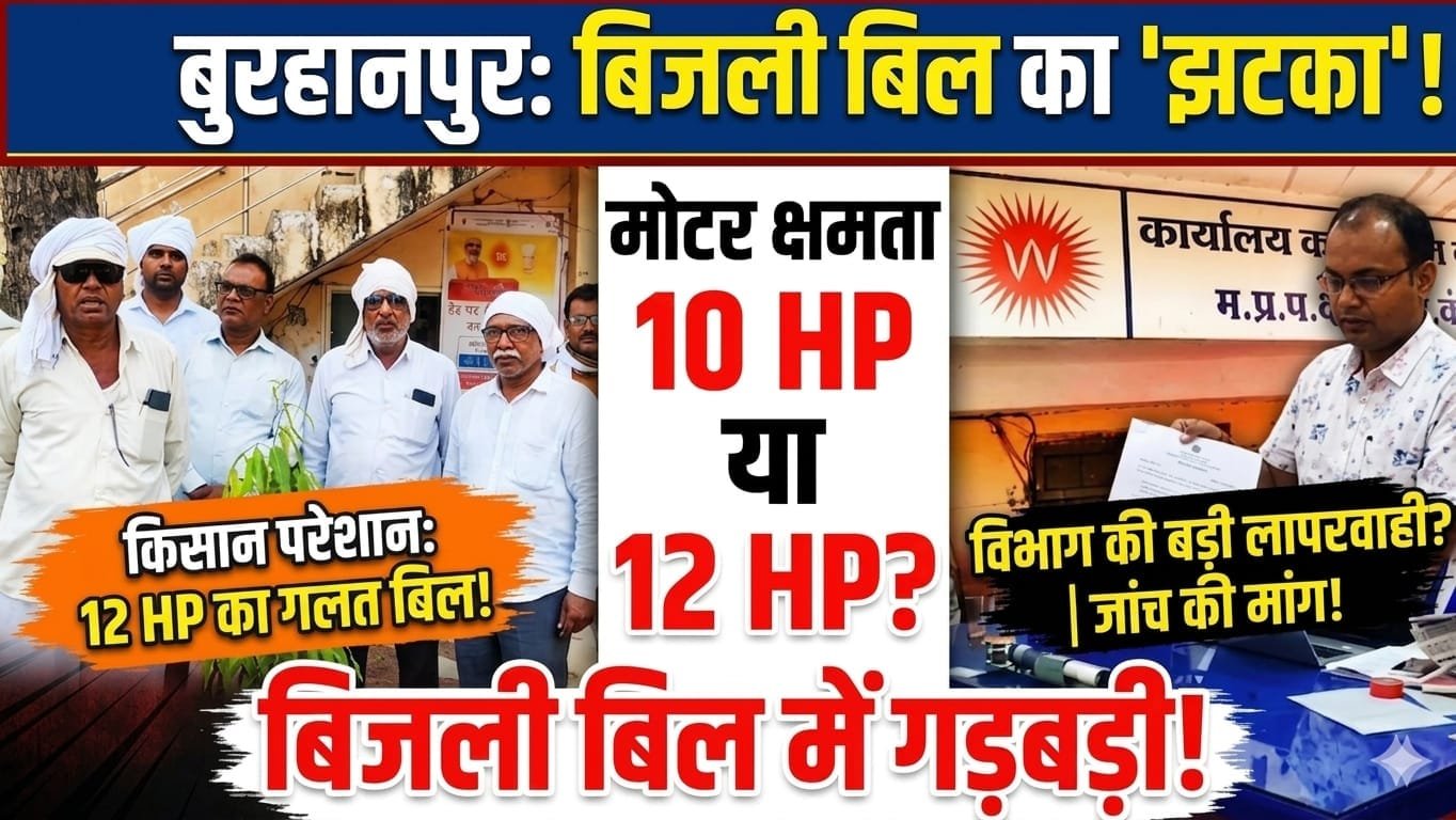 बुरहानपुर में किसानों पर बिल का झटका, मोटर की क्षमता बढ़ाकर बढ़ाया बिजली बिल