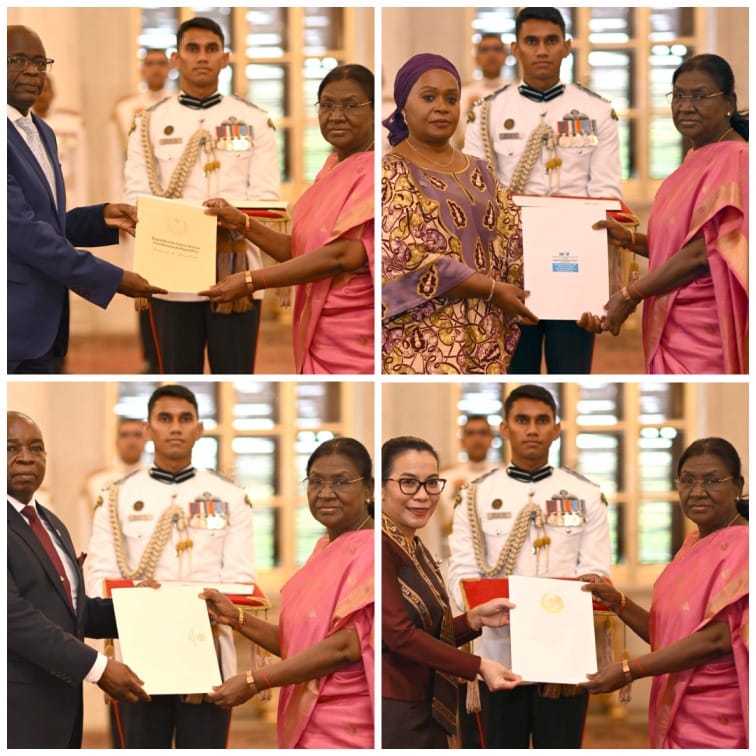 राष्ट्रपति भवन में चार विदेशी राजनयिकों ने पेश किए परिचय पत्र; लाओस, कांगो, नामीबिया और गिनी-बिसाऊ के दूतों ने संभाली जिम्मेदारी