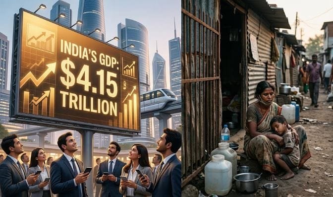 4.15 ट्रिलियन डॉलर की जीडीपी का ढिंढोरा और आम जनता की कंगाली: आंकड़ों की बाजीगरी में दम तोड़ता भारत!
