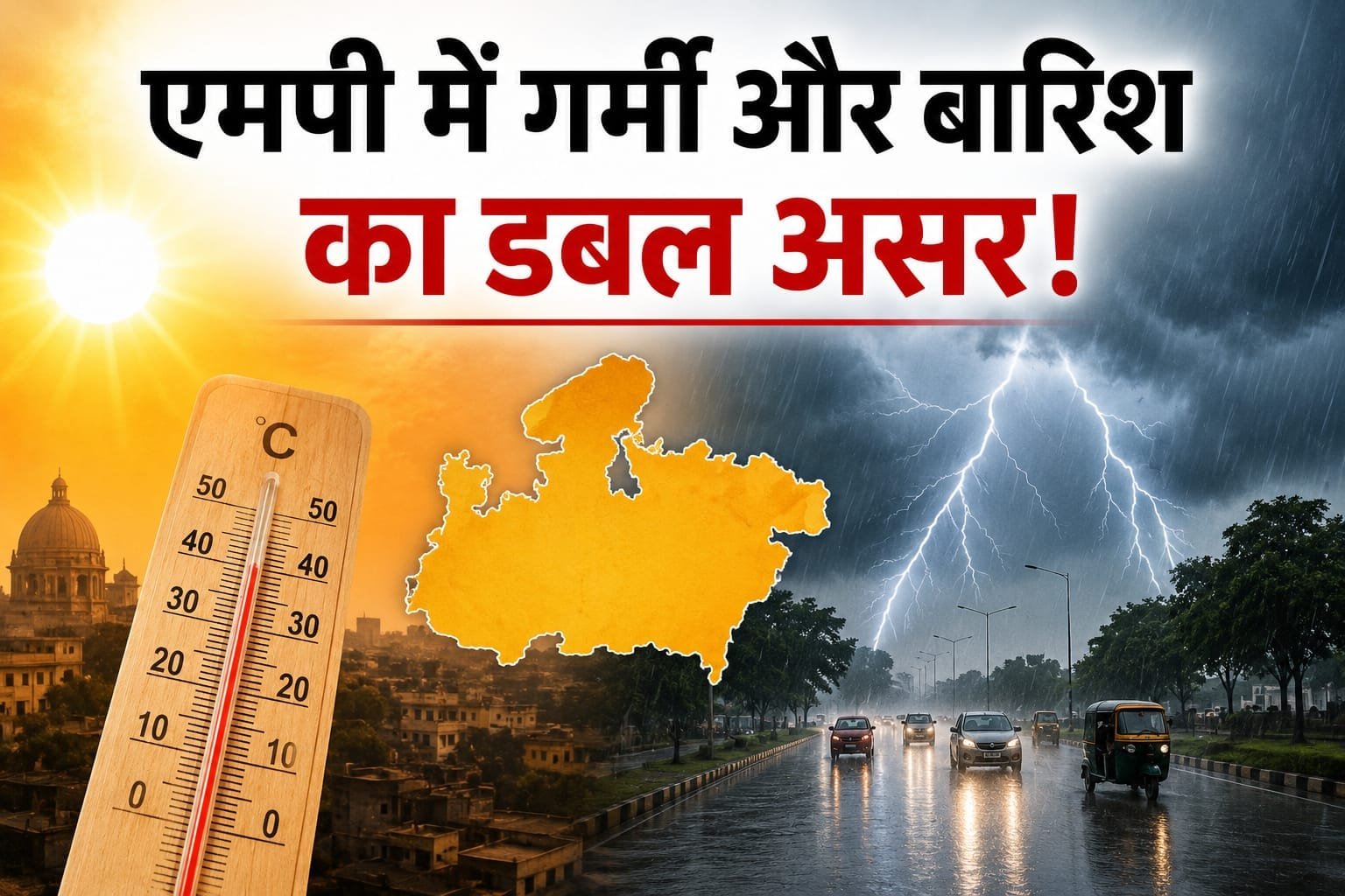 एमपी में गर्मी और बारिश का डबल असर, कई जिलों में आंधी-बारिश तो 5 जिलों में लू का अलर्ट