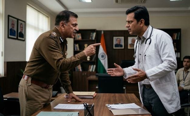 डॉक्टर से नाराज हुए कमिश्नर साहब, मुलाकात के दौरान बढ़ा विवाद
