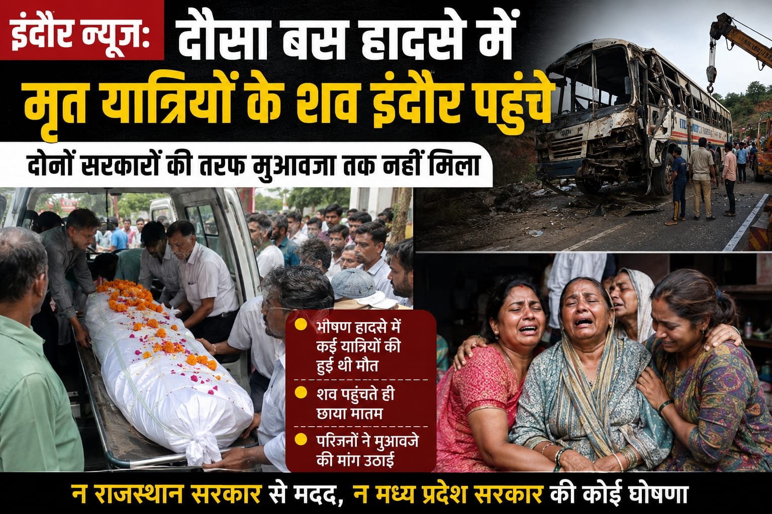 इंदौर: दौसा बस हादसे में मृत यात्रियों के शव इंदौर पहुंचे, परिजनों ने उठाए सवाल