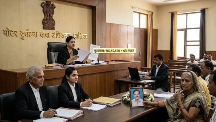 ग्वालियर कोर्ट का बड़ा फैसला, सड़क हादसे में जान गंवाने वाले शिक्षक के परिवार को ₹82.52 लाख मुआवजा