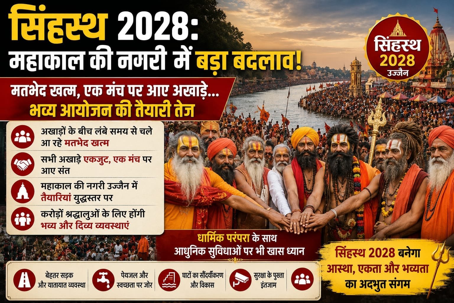 सिंहस्थ 2028: मतभेद भूले अखाड़े, एक मंच पर आए संत; उज्जैन में तैयारियां तेज