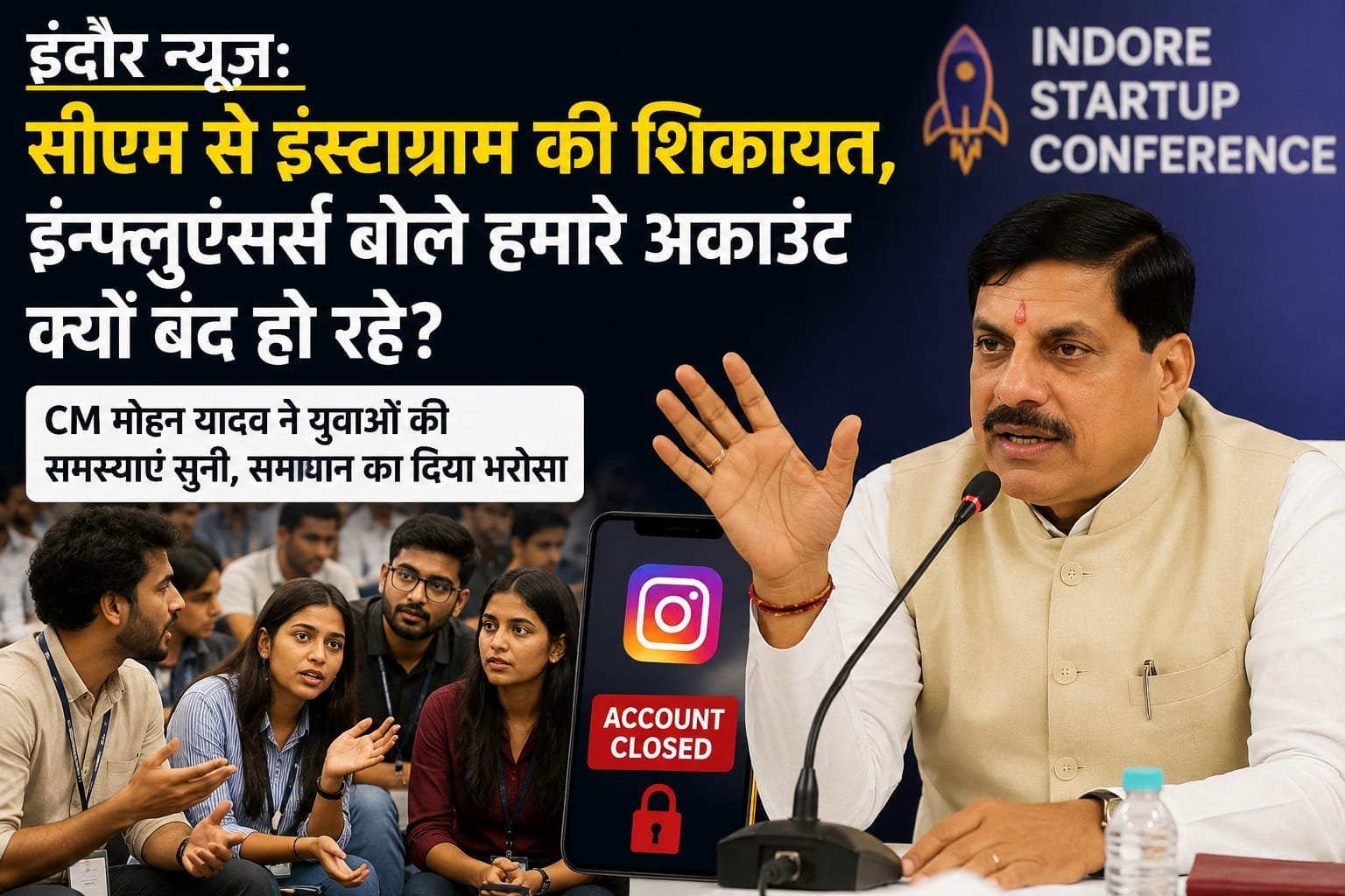 इंदौर: सीएम मोहन यादव से मिले सोशल मीडिया इंफ्लूएंसर्स, इंस्टाग्राम अकाउंट बंद होने का उठाया मुद्दा