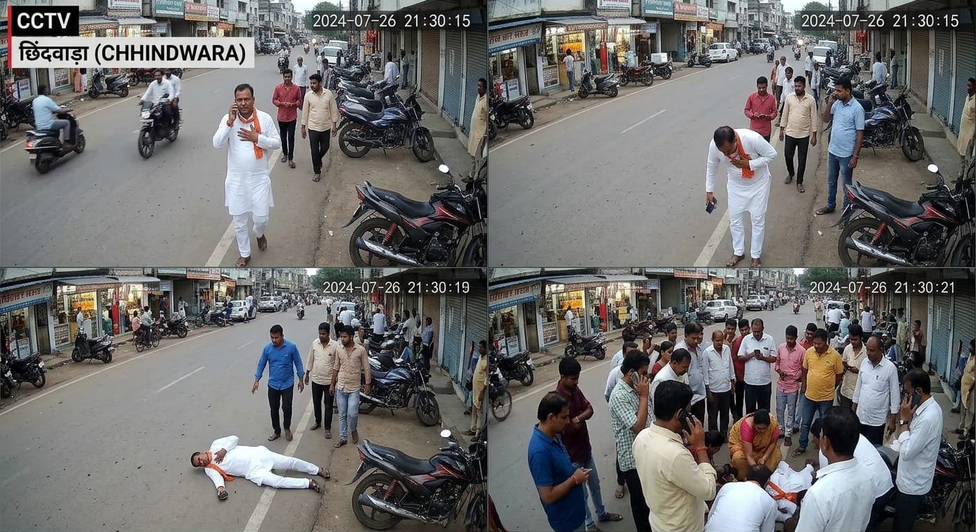 छिंदवाड़ा में भाजपा पार्षद लोकेश डेहरिया का निधन, सड़क पर अचानक गिरने का CCTV वीडियो सामने आया