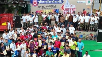 इंदौर में नशे के खिलाफ साइक्लोथॉन, बच्चों से बुजुर्गों तक ने लिया बढ़-चढ़कर हिस्सा