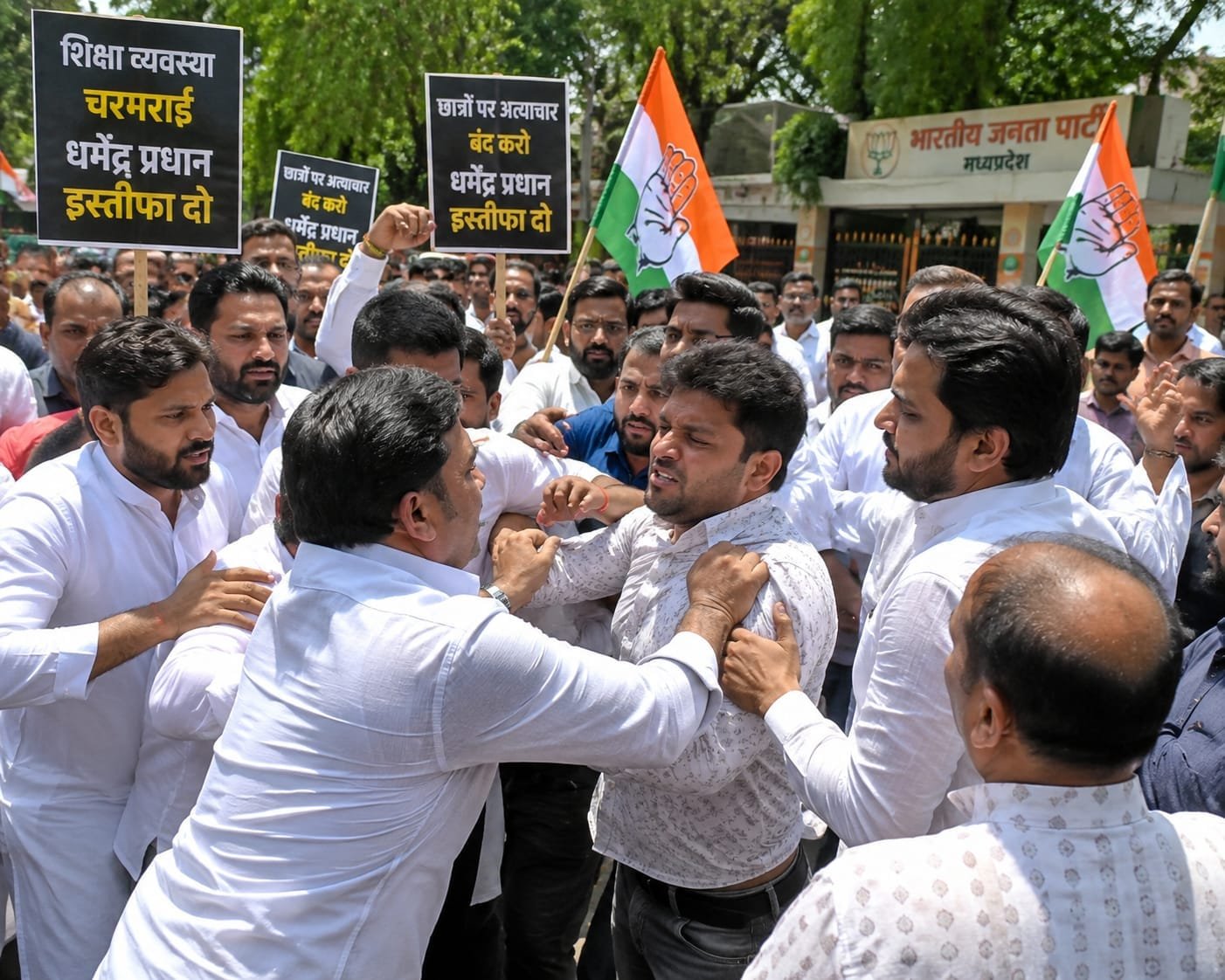 भोपाल में कांग्रेस के प्रदर्शन के दौरान मारपीट का आरोप, वायरल वीडियो पर बढ़ी सियासी चर्चा