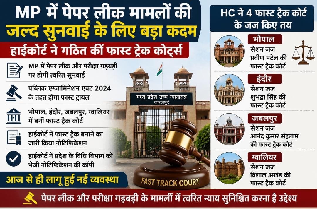MP Paper Leak Cases: मध्य प्रदेश में पेपर लीक मामलों की सुनवाई के लिए 4 फास्ट ट्रैक कोर्ट गठित