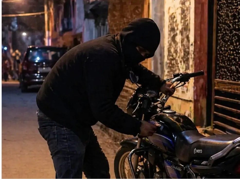 गुना: घर के बाहर से बुलेट चोरी, CCTV में कैद हुई वारदात
