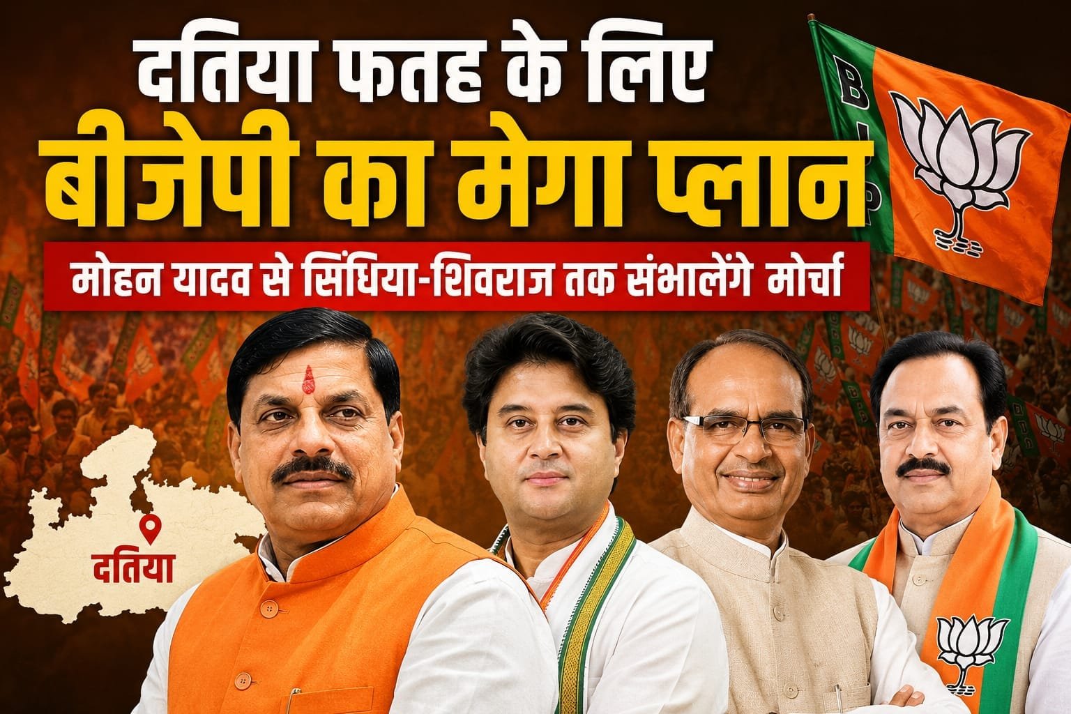 दतिया फतह के लिए बीजेपी का मेगा प्लान, स्टार प्रचारकों की पूरी टीम उतरेगी मैदान में