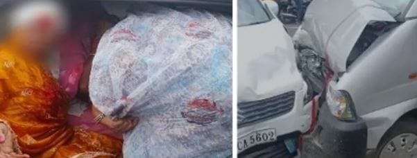 सागर में कार और ओमनी वैन की टक्कर: 7 लोग घायल, डायल 112 ने पहुंचाया अस्पताल