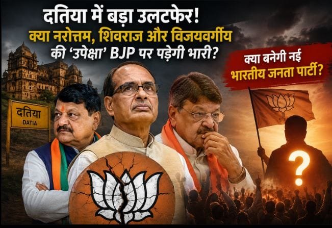 दतिया में बड़ा उलटफेर! क्या नरोत्तम, शिवराज और विजयवर्गीय की ‘उपेक्षा’ BJP पर पड़ेगी भारी? क्या बनेगी नई भारतीय जनता पार्टी?