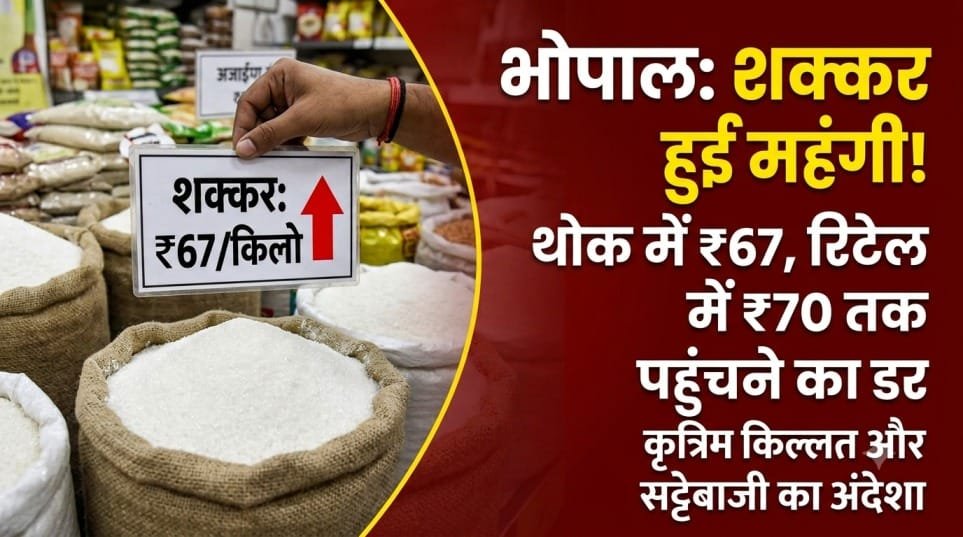 भोपाल में शक्कर के दामों में उछाल, थोक भाव ₹67 पार; खुदरा कीमत ₹70 तक पहुंचने की आशंका