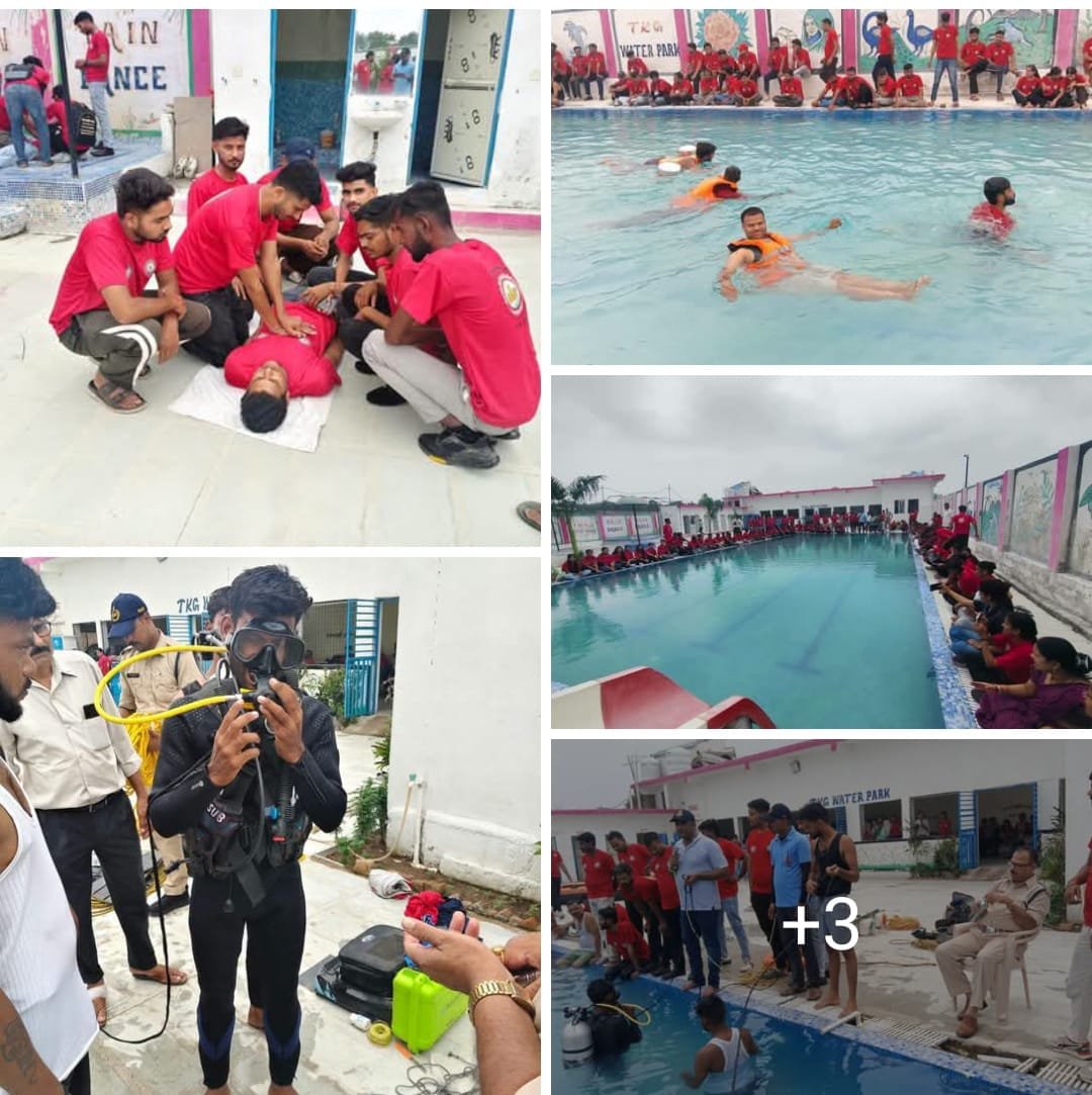टीकमगढ़ में आपदा मित्र प्रशिक्षण के चौथे दिन बाढ़ बचाव एवं जल रेस्क्यू का व्यावहारिक प्रशिक्षण आयोजित