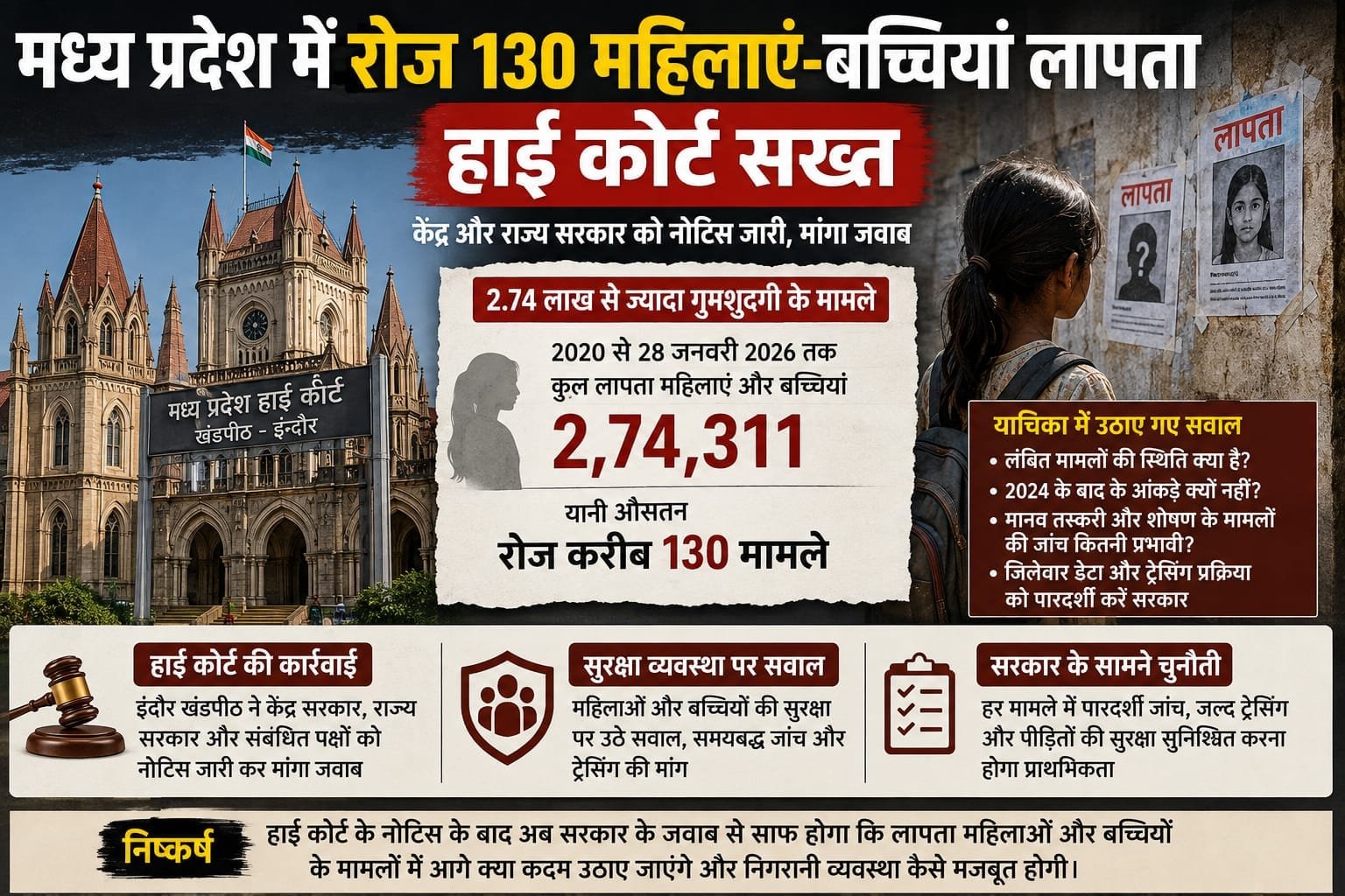 मध्य प्रदेश में रोज 130 महिलाएं-बच्चियां लापता, हाई कोर्ट सख्त