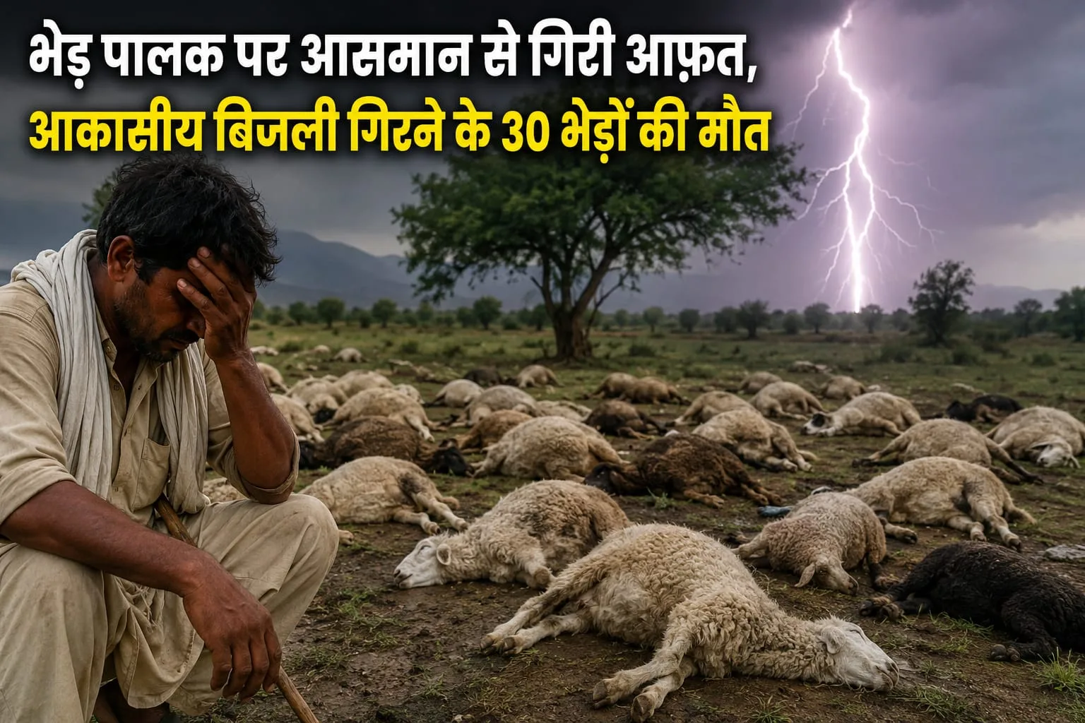 पिछोर में आकाशीय बिजली का कहर, एक साथ 30 भेड़ों की मौत; भेड़पालक को ढाई लाख से अधिक का नुकसान