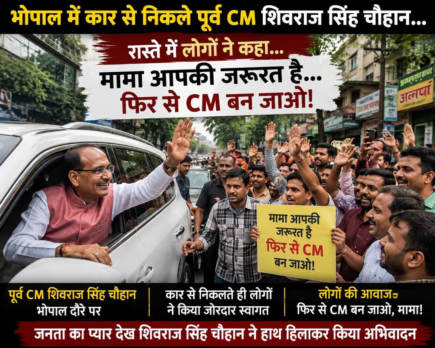 भोपाल में कार से निकले शिवराज सिंह चौहान, लोगों ने कहा- ‘मामा आपकी जरूरत है’