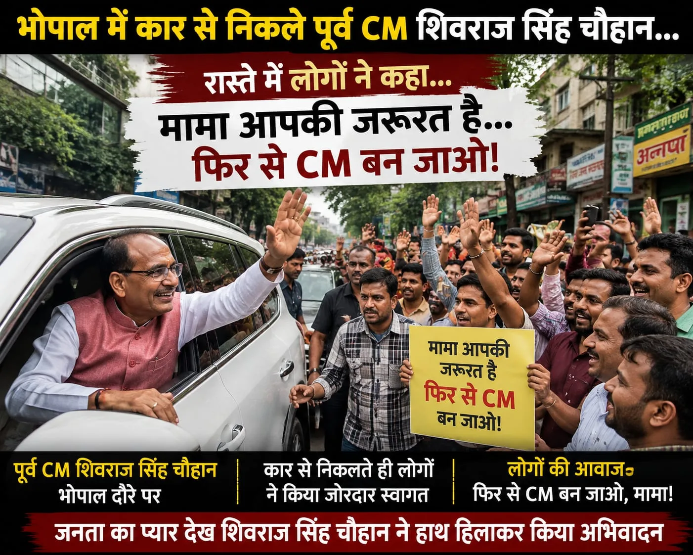 भोपाल में कार से निकले शिवराज सिंह चौहान, लोगों ने कहा- ‘मामा आपकी जरूरत है’