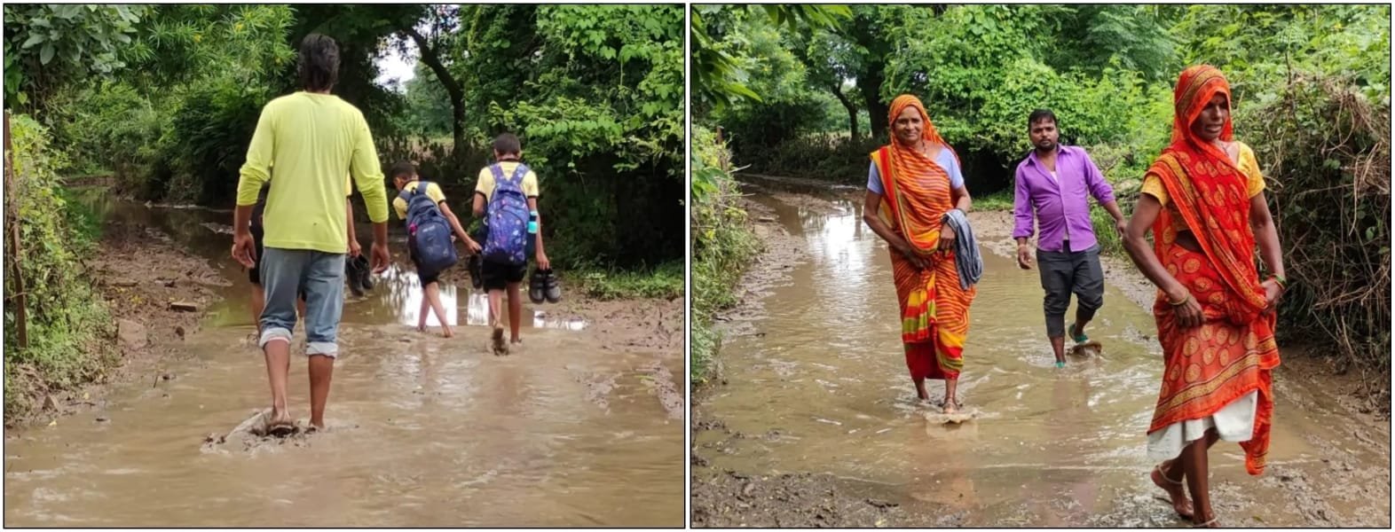 शिवपुरी में 1.5 किमी कच्ची सड़क बनी परेशानी, कीचड़ से स्कूल जाते हैं बच्चे