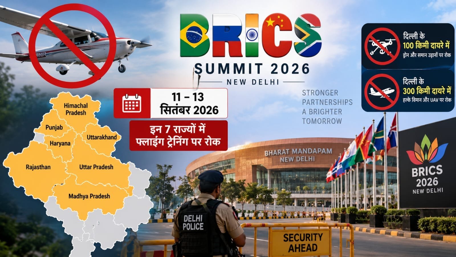 BRICS Summit 2026: DGCA का बड़ा फैसला, 7 राज्यों में 3 दिन फ्लाइंग ट्रेनिंग पर रोक; दिल्ली के 300 किमी दायरे में भी उड़ानों पर पाबंदी