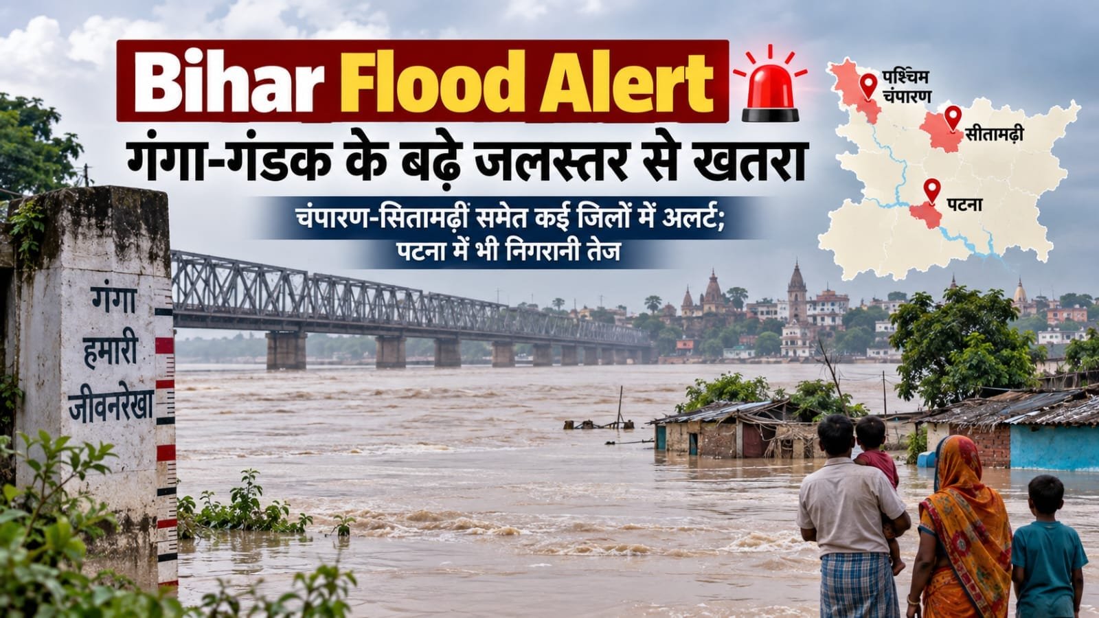 Bihar Flood Alert: गंगा-गंडक के बढ़े जलस्तर से खतरा, चंपारण-सितामढ़ी समेत कई जिलों में अलर्ट; पटना में भी निगरानी तेज