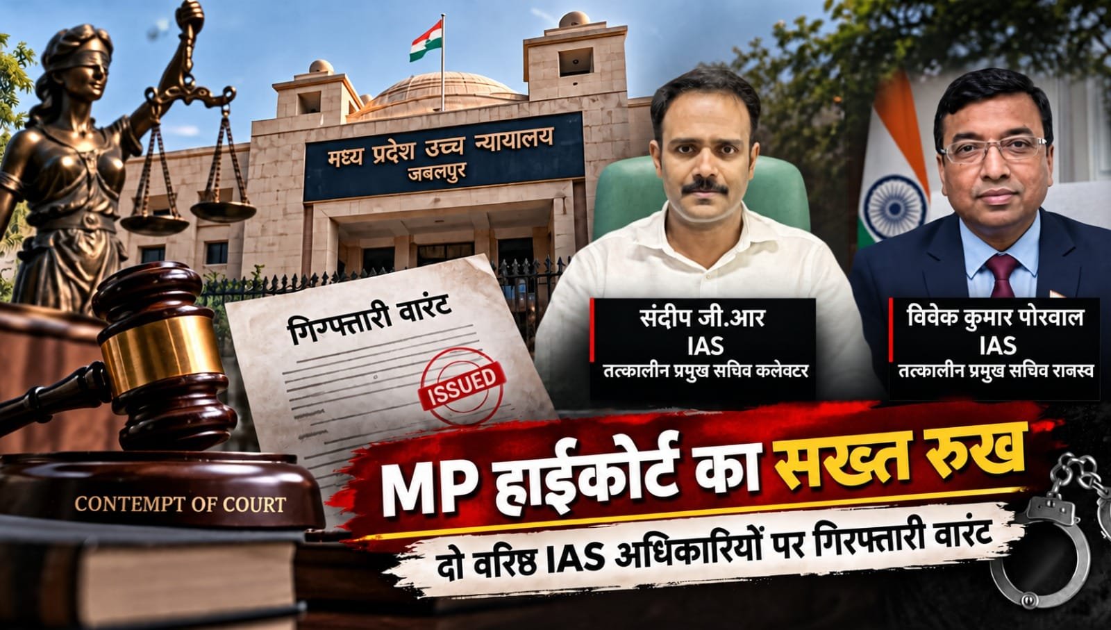 MP हाईकोर्ट का दो वरिष्ठ IAS अधिकारियों पर सख्त रुख, विवेक पोरवाल और संदीप जीआर के खिलाफ गिरफ्तारी वारंट जारी