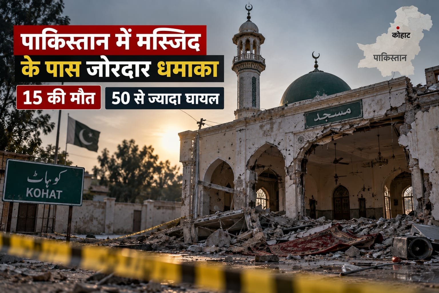 पाकिस्तान में जुमे की नमाज के दौरान मस्जिद में जोरदार धमाका, 15 की मौत, 50 से ज्यादा घायल