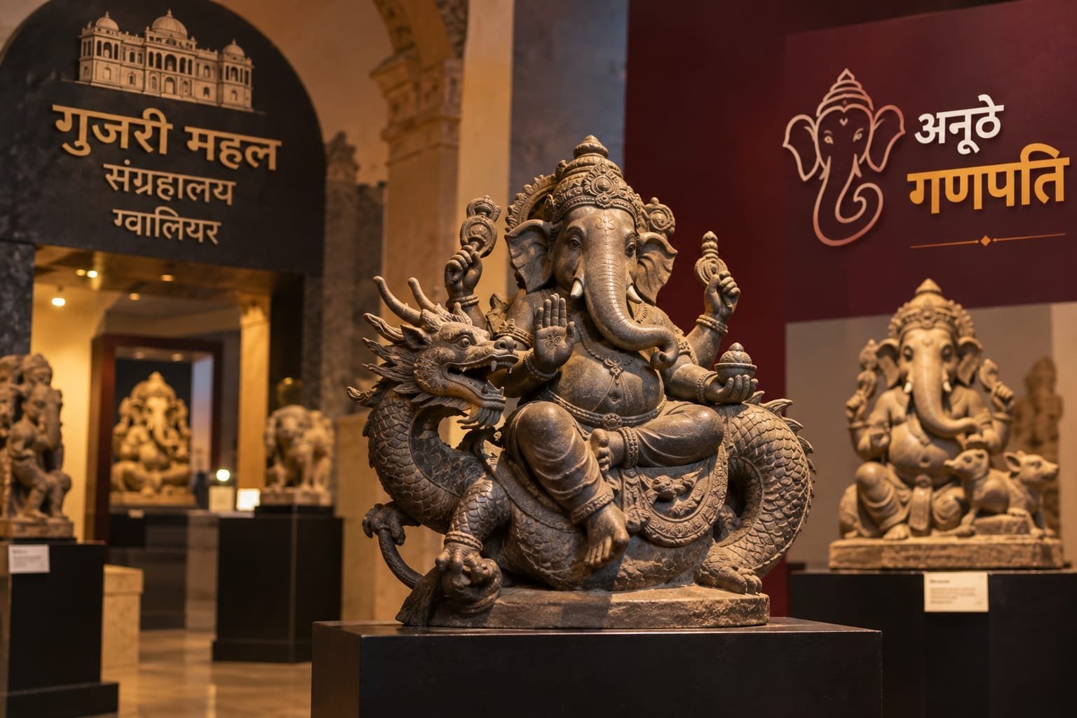ग्वालियर की इस गणेश गैलरी में दिखते हैं अनोखे गणपति, मूषक से लेकर ड्रैगन तक की मूर्तियां