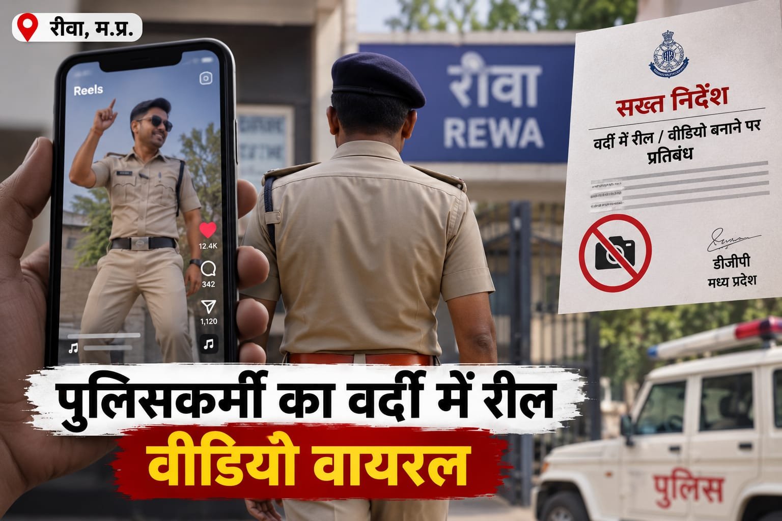 रीवा में वर्दी में पुलिसकर्मी की रील वायरल, वरिष्ठ अधिकारियों ने लिया संज्ञान