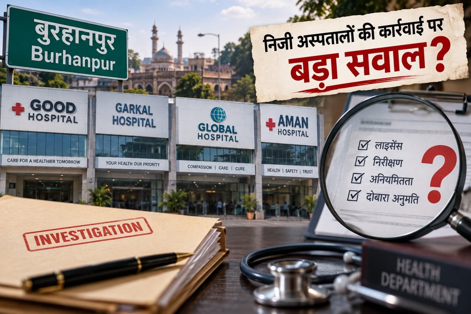 बुरहानपुर में निजी अस्पतालों पर कार्रवाई के बाद सवाल, दोबारा संचालन की प्रक्रिया पर उठी उंगली