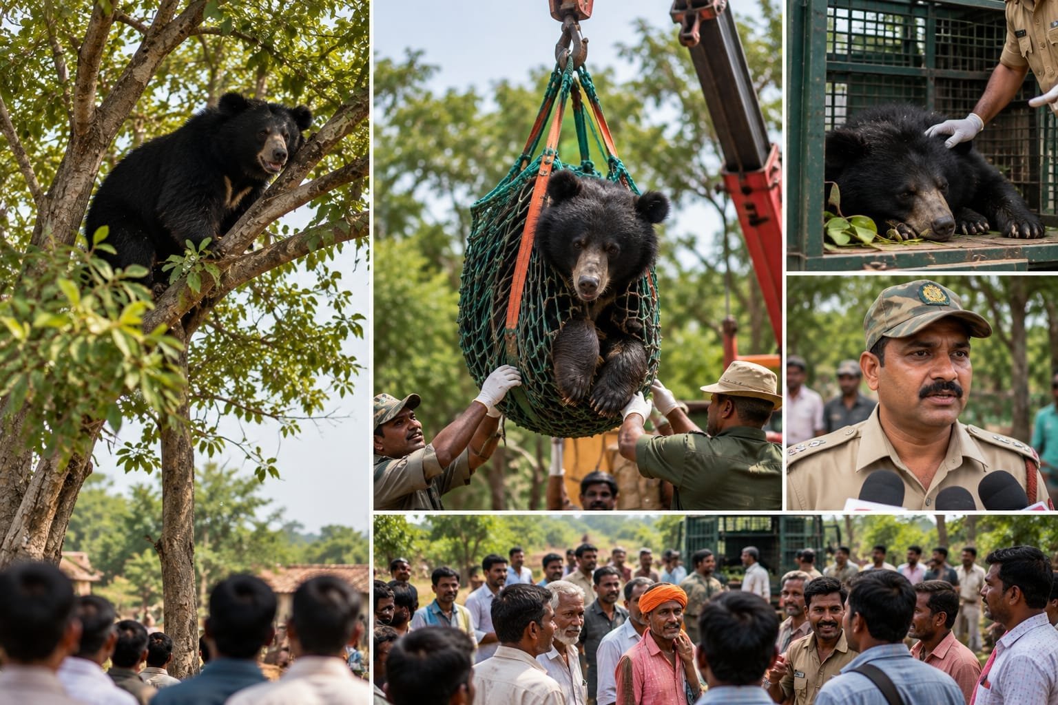 बुरहानपुर में तीन दिन से पेड़ पर बैठी रीछ का रेस्क्यू, गर्भवती मादा को सुरक्षित पकड़ा