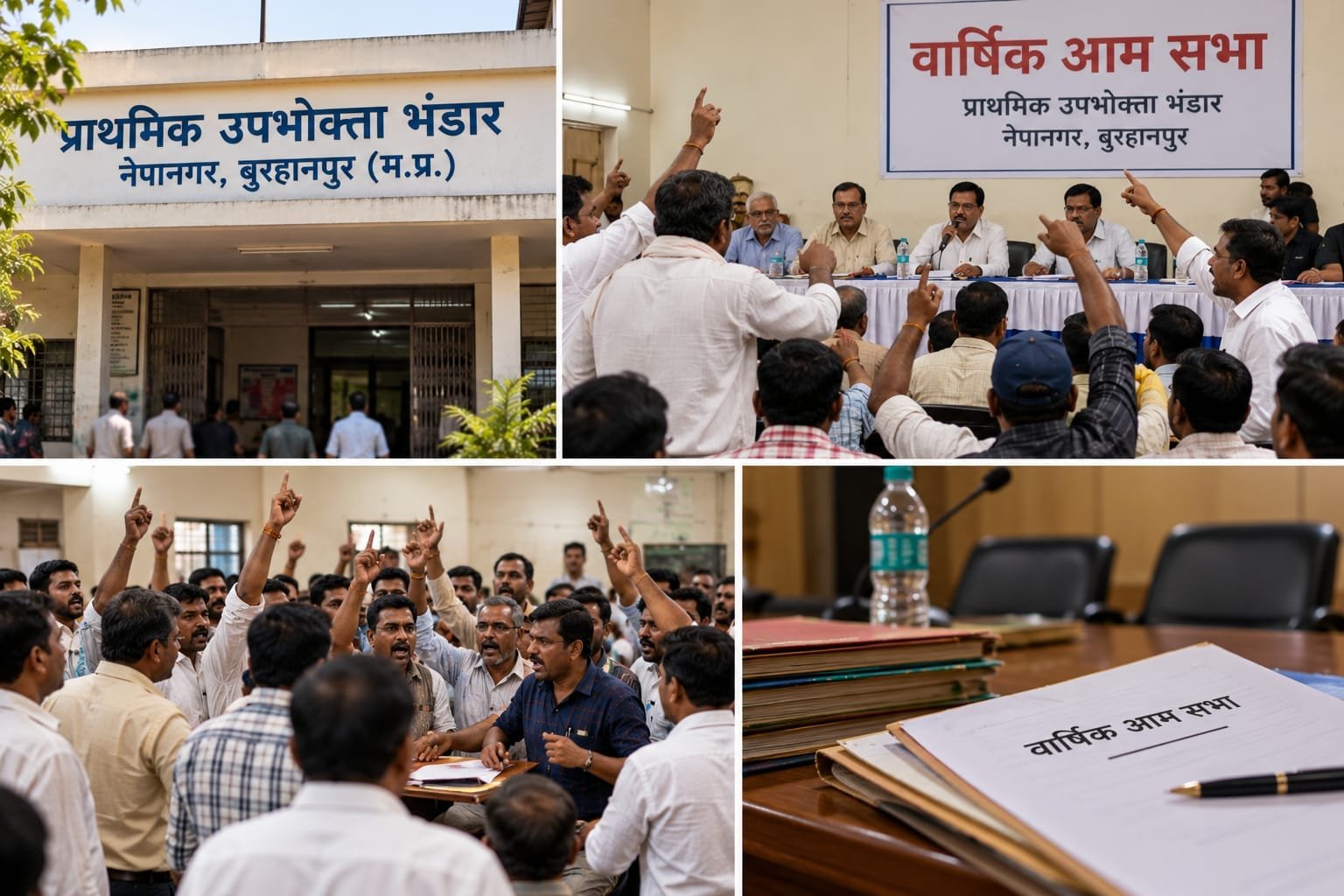 नेपानगर उपभोक्ता भंडार की वार्षिक आम सभा में हंगामा, प्रबंधन के खिलाफ अंशधारियों ने की नारेबाजी
