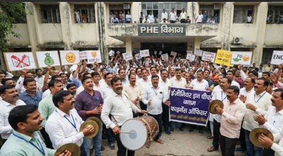 PHE विभाग में घमासान: इंजीनियर इन चीफ बनाम फाइनेंस ऑफिसर, ढोल-मंजीरों के साथ पहुंचे अधिकारी-ठेकेदार