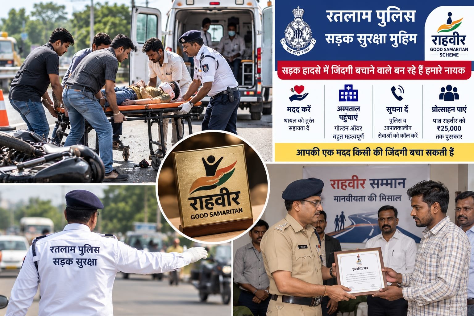 रतलाम में राहवीर बन रहे सड़क सुरक्षा मुहिम के नायक, 16 मामलों में कार्रवाई