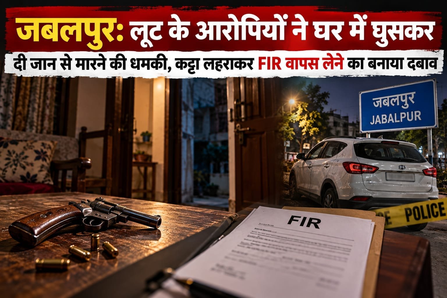 जबलपुर में लूट के आरोपियों पर घर में घुसकर धमकाने का आरोप, कट्टा दिखाकर FIR वापस लेने का दबाव