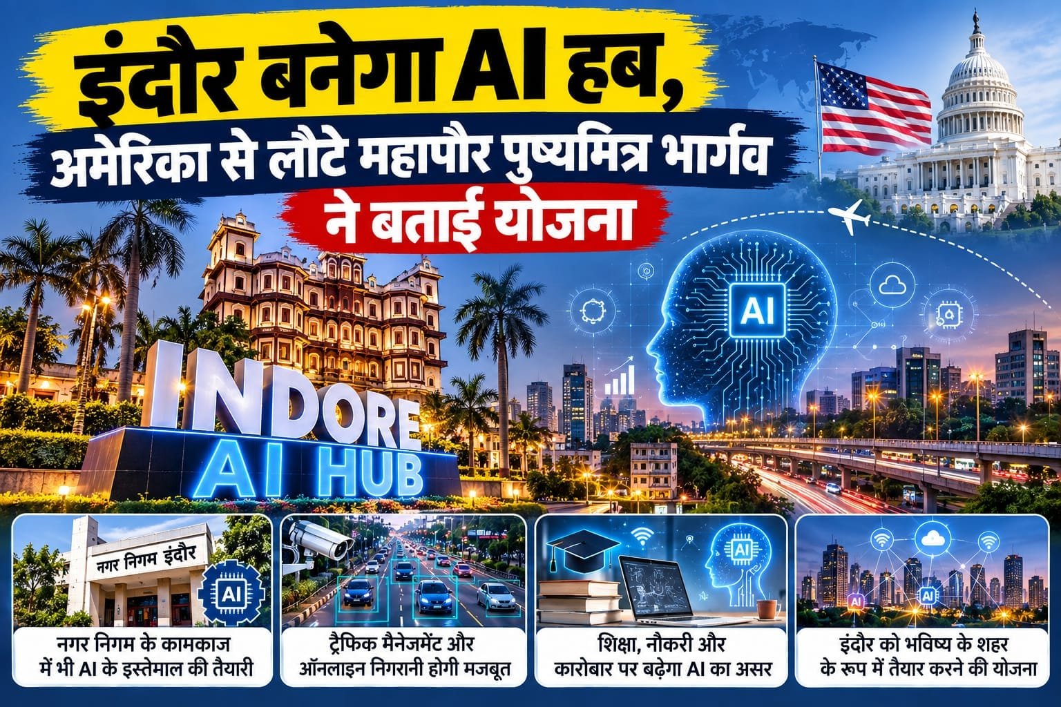 इंदौर बनेगा AI हब, अमेरिका से लौटे महापौर पुष्यमित्र भार्गव ने बताई योजना