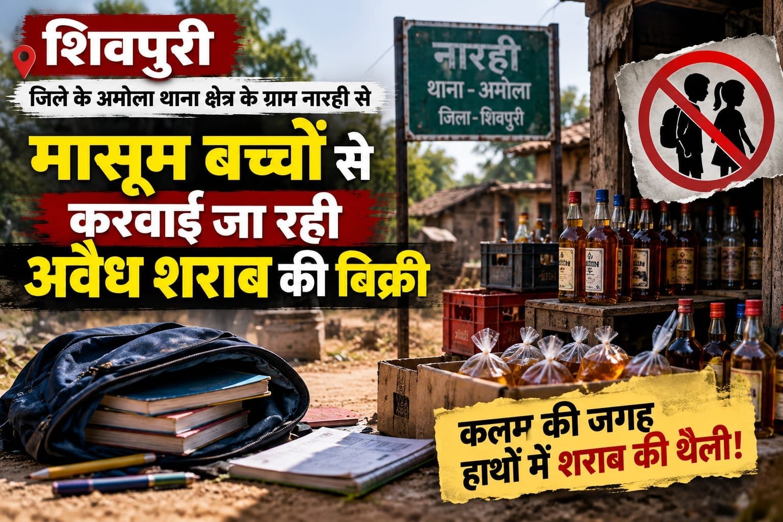 शिवपुरी के नारही में बच्चों से अवैध शराब बिकवाने का आरोप, ग्रामीणों ने जांच की मांग की